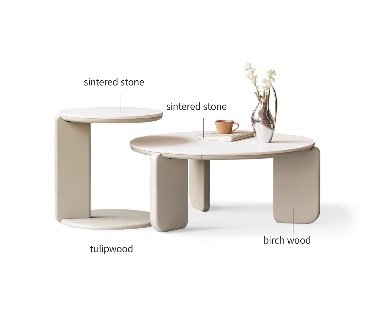 Pallavi Sintered Stone Nesting Coffee Table Set